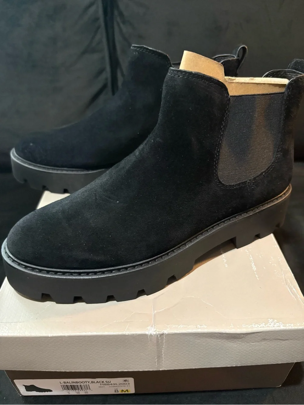 Franco Sarto Black Suede Platform Chelsea Booties - Women's